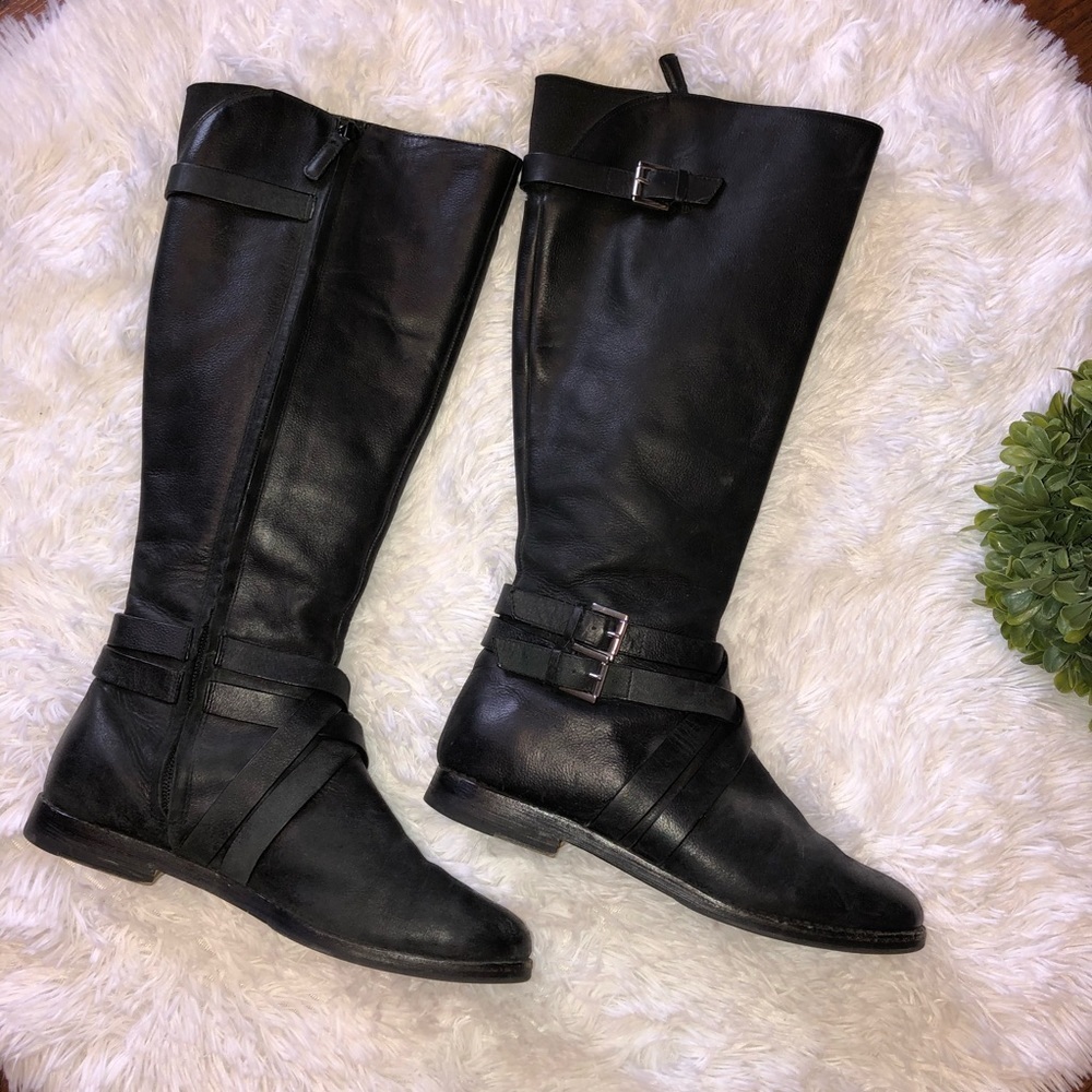 Cole Haan Black Leather Riding Boots
